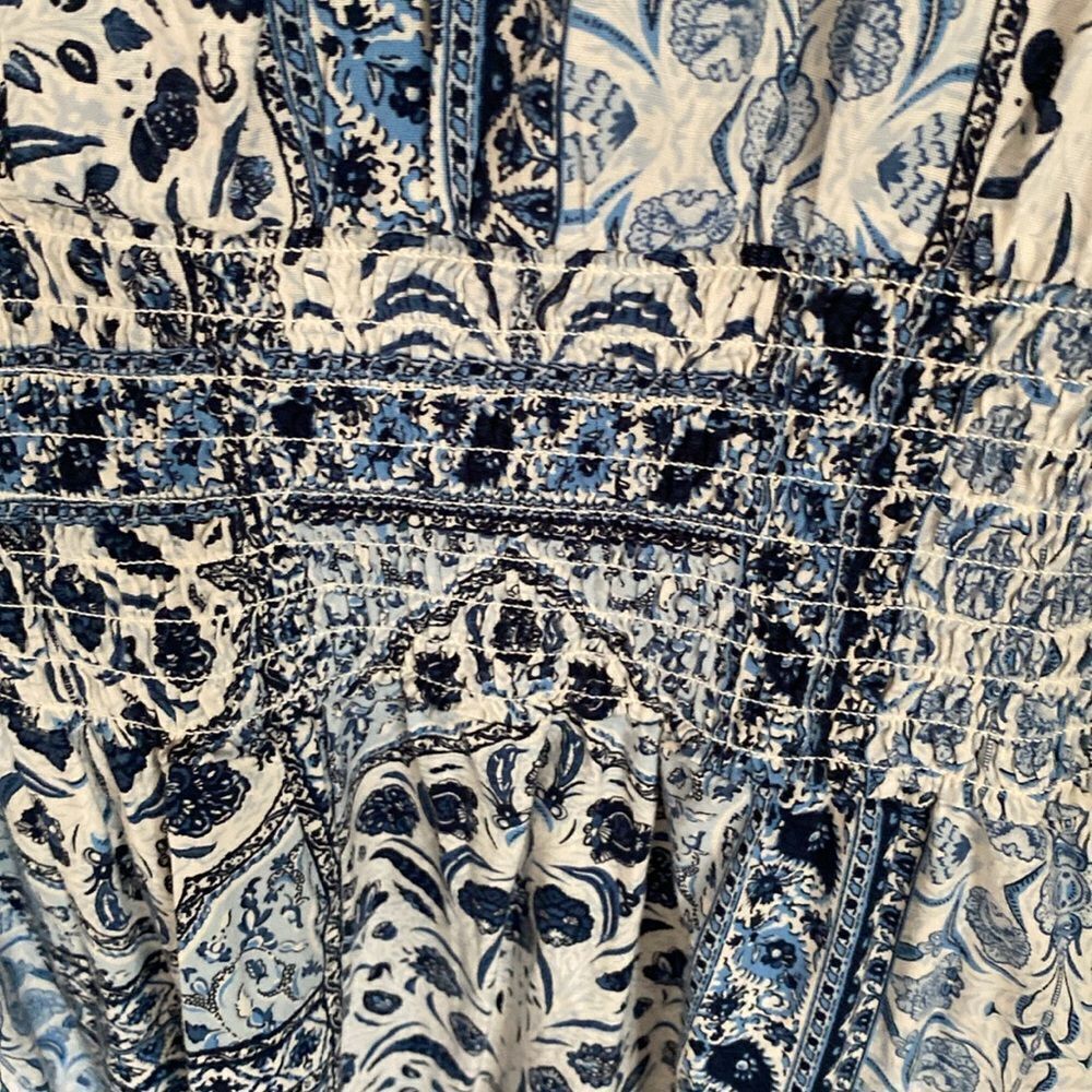 Old Navy Blue & White Patterned Dress – Size Large – NWOT – Summer Midi - Picture 3 of 4